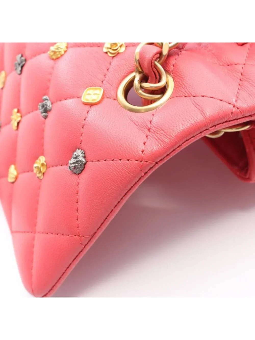 Chanel Shoulder Bag Mini Quilted 20 Icon Charm Pink Lambskin Mini Chain